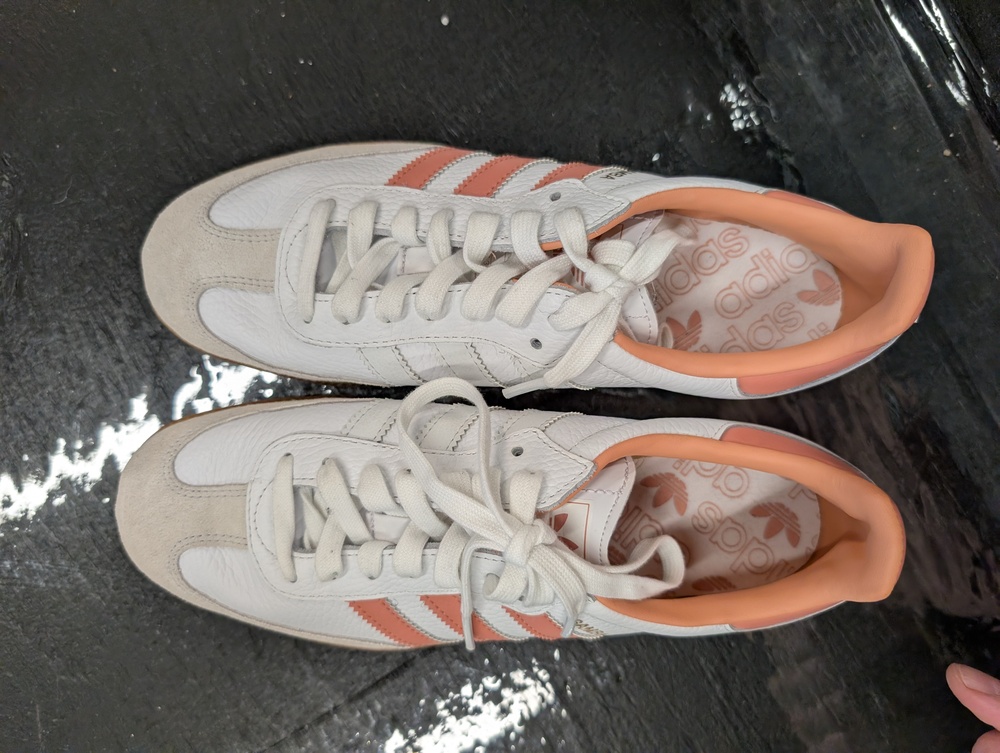 Adidas Originals White and Peach Trainers